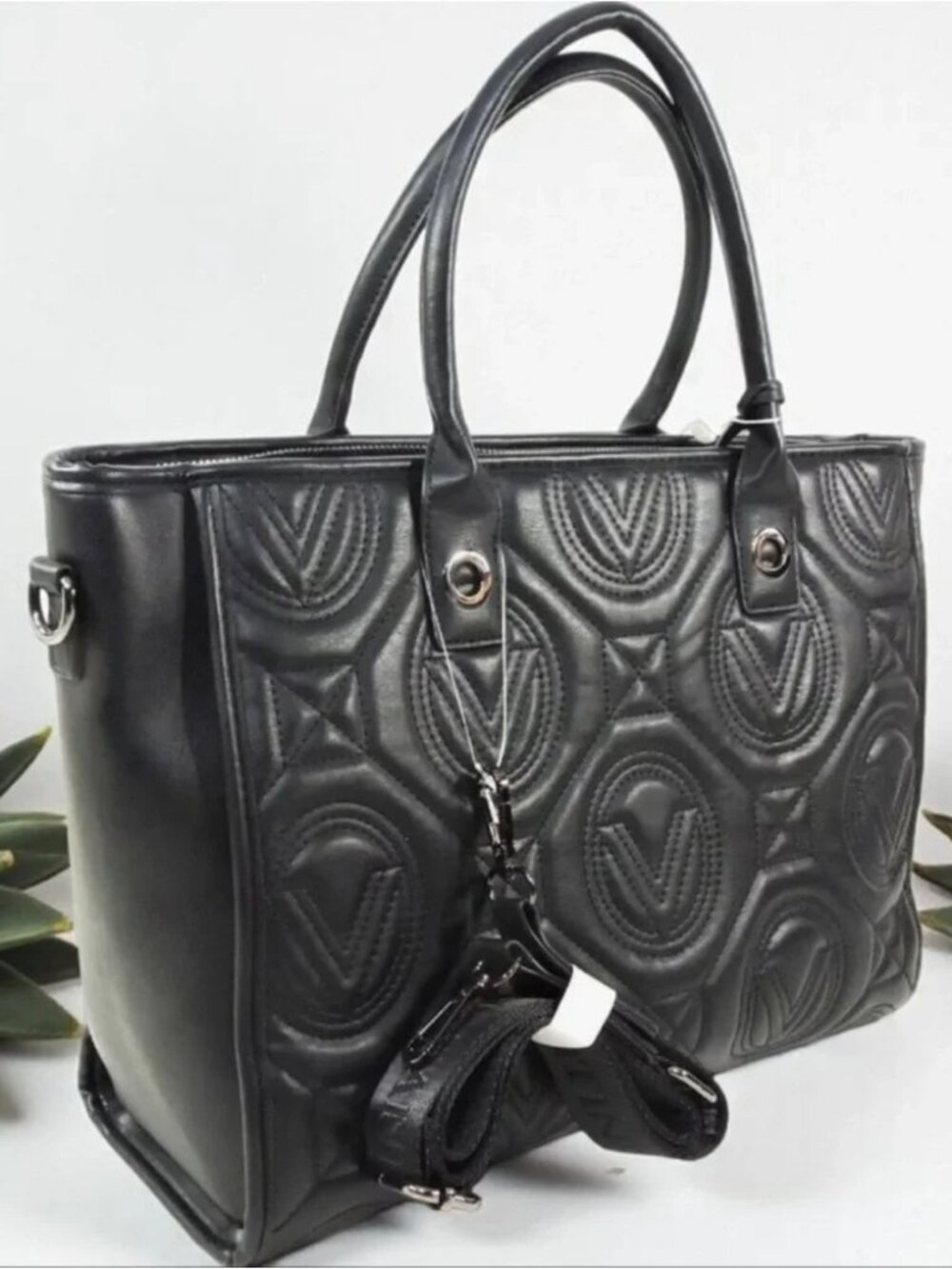 Valentino Orlandi Black Quilted Tote NWT Large